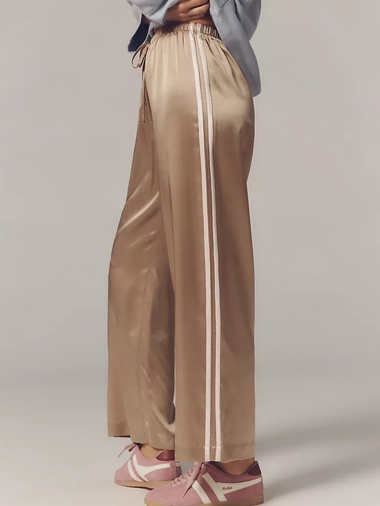 DONNI. Pants - DONNI The Silk Stripe Crop Pull-on Pants In Brown - Tan / Pink - XS - NWT